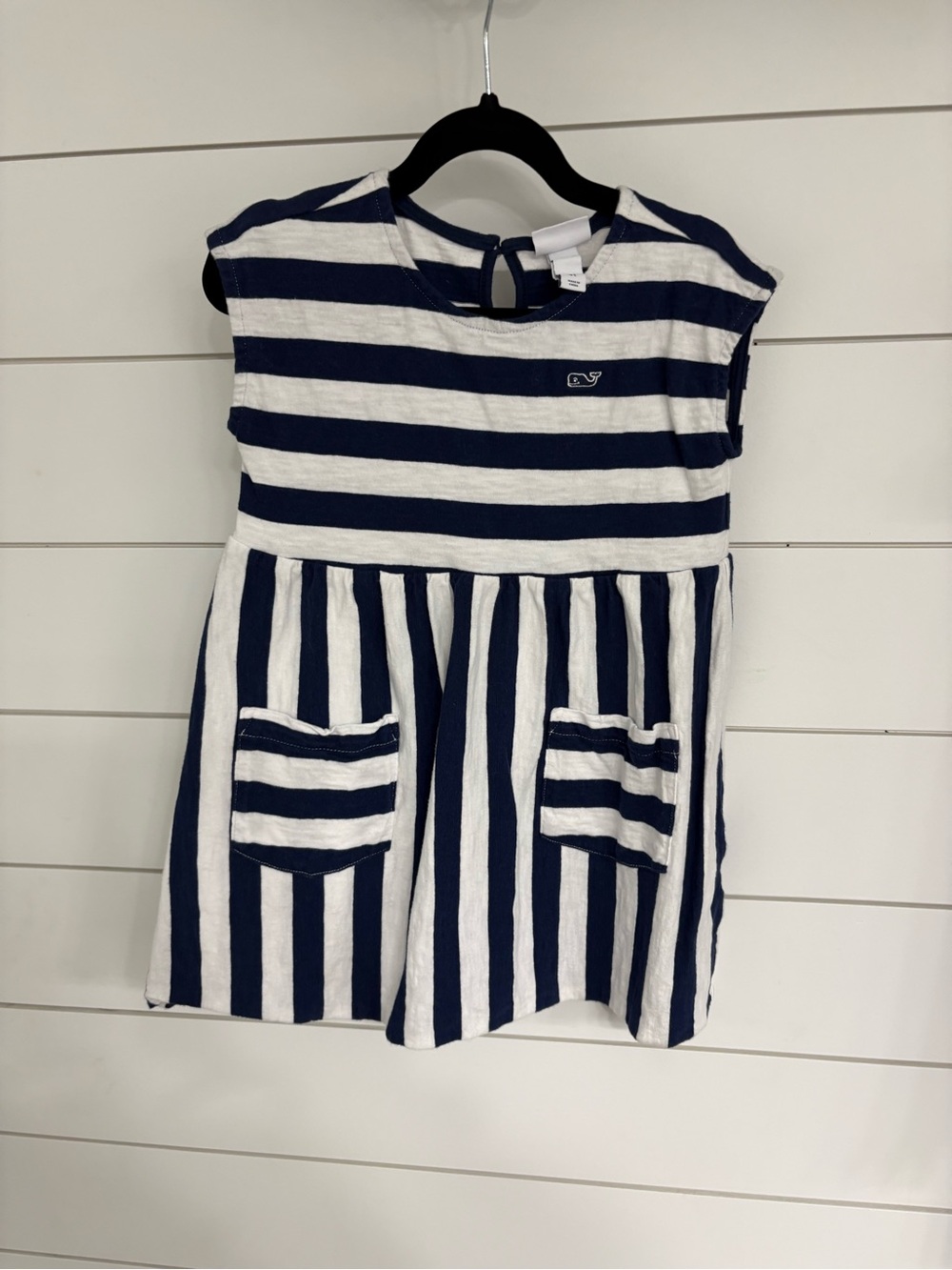 Vineyard Vines Navy & White Striped Cotton Knit Dress